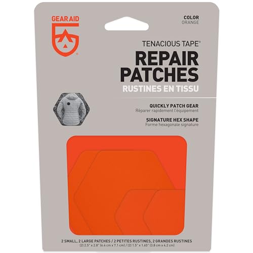 Image of GEAR AID Tenacious Tape Hex Repair Patches, 2.5 inch & 1.5 inch, Orange, 8 Count