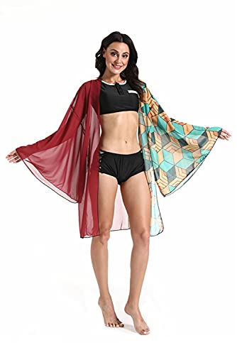 Demon Slayer Maillot de Bain Femme Anime Bikini Giyuu Cosplay Costume 3 Pièces pour Eté Baignade Plage,S Cover