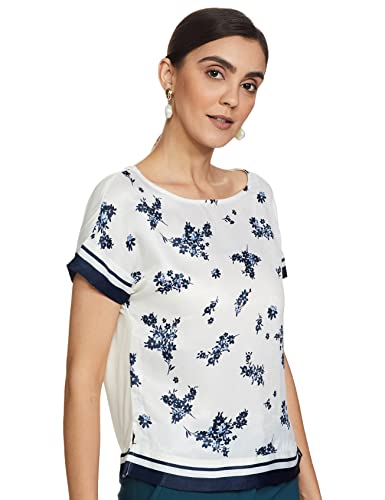 Image of Marks & Spencer Womens Printed Viscose Round Neck Regular Fit Top