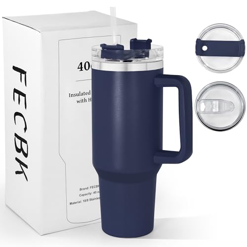 FECBK Thermobecher mit Strohhalm und Henkel 1,2L, 100% Auslaufsicherer Trinkbecher, Edelstahl Vakuumisoliert Kaffeebeche...