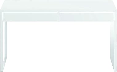 Habitdesign Mesa Escritorio con 2 Cajones, Mesa de Despacho, Mesa de Oficina, Modelo Touch, Color Blanco Artik, Medidas: 138 