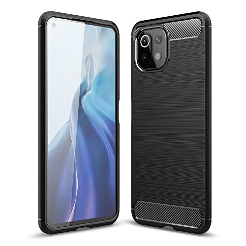 Image of NPRC Hybrid Ultra Slim Protective Case TPU Non-Slip Carbon Fiber Texture Shockproof Case Cover for Redmi 11 lite - Black