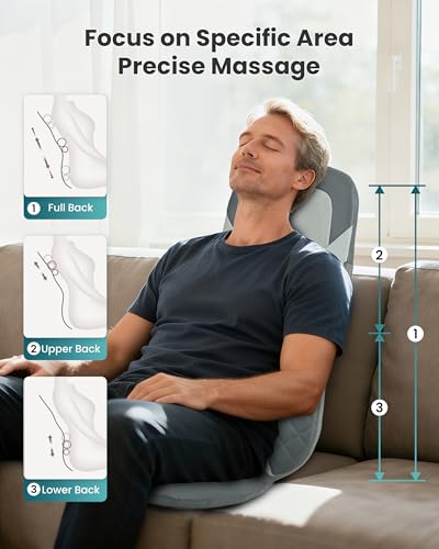 Snailax Shiatsu Back Massager with Heat,Full Back Massager for Pain Relief Deep Tissue,Longer Massage Chair Pad,Back Kneading Shiatsu or Rolling Massage for Chair - Thumbnail 3