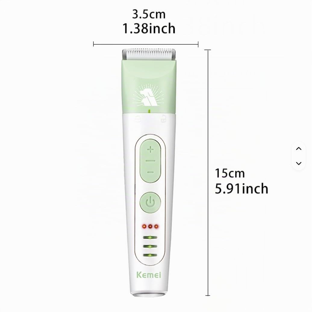 Kemei KM-CW2105 Kit de Toilettage 4 en 1 sans Fil, Lames en Céramique, Charge Rapide, Faible Bruit, pour Chiens et Chats