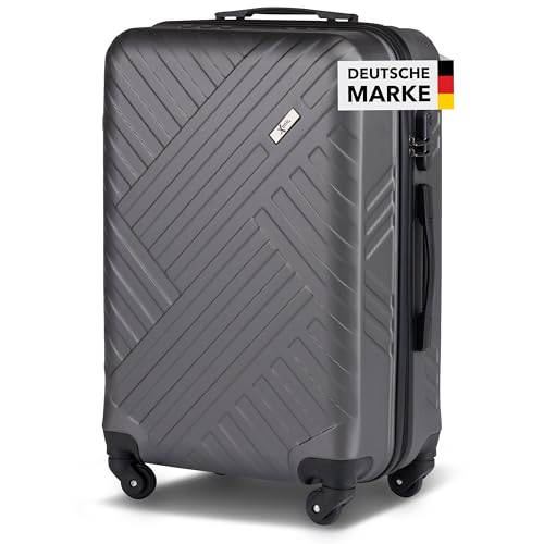 Xonic Design Reisekoffer - ABS Hartschalen Koffer mit 360° Leichtlauf-Rollen - hochwertiger Trolley mit Zahlenschloss in M-L-XL oder Set (Dark Grey, XL)