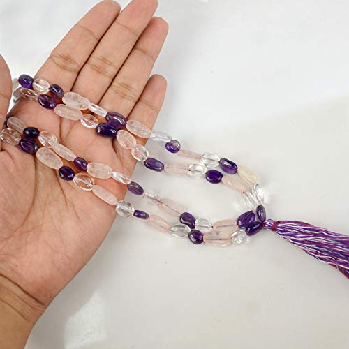 Image of Natural Oval Crystal Beads Mala Necklace Collection for Men & Women, Reiki Energized Gemstone Jewellery for Meditation, Mindful Living, Spiritual Decor & Everyday Fashion Styling