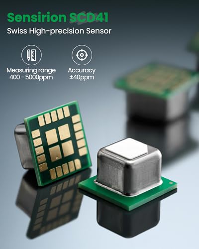 Newentor CO2 Monitor, Indoor Air Quality Meters, Carbon Dioxide Detector with Voice Alert, Large Display CO2 Tester, Temperature Humidity Sensor, Alarm Clock for Home, RV, Grow Tents, White