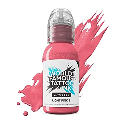 World Famous Tattoo Ink Limitless Light Pink 3   Pintura profesional para tatuajes – Cumple con REACH, 30 ml