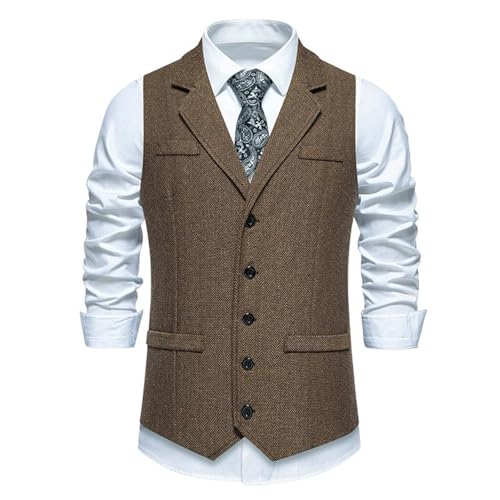 Men's Suit Vest Fall Winter Loose Vintage Lapel Button Vest Waistcoat for men2