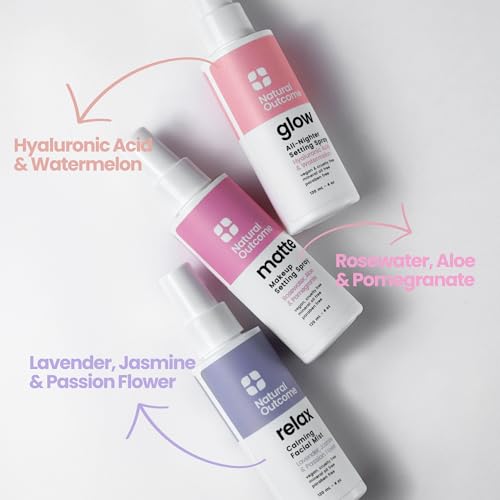 natural outcome Face Mist Trio Collection – Hydrating Facial Mist Spray for Glowing Skin – Rosewater, Lavender & Hyaluronic Acid – Makeup Setting & Refreshing Face Spray Mist - Image 4