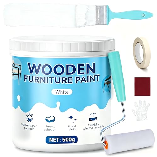 AllisWay Peinture Blanche Bois, Peinture Bois, Peinture Blanche, Sans Ponçage, Résistant aux Rayures, Fort Pouvoir Couvrant, Convient au Bois, Intérieur et...