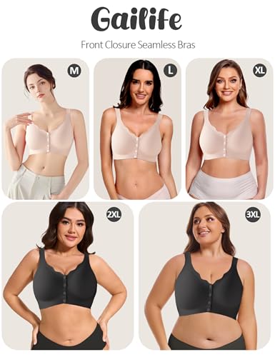 Image of Gailife Jelly Front Closure Bras for Women Wireless No Underwire Comfort Convenient Seamless Supportive Mastectomy Bralettes