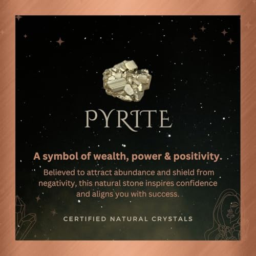 Image of 5 Senses Co. Natural Pyrite Bracelet | Original Certified Healing Crystal for Wealth & Good Luck | For Men & Women | Adjustable Waxed Thread | Premium Gift Packaging with Card