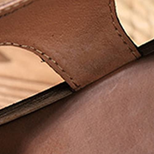 Summer Women Wedge Heeled Genuine Leather Sandals, Platform Fashion Sandals, Retro Fashion Non-Slip Beach Sandals for Women (Color : Khaki, Foot Length : 22.5CM)4