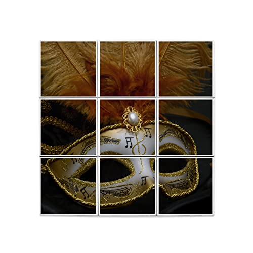 Carreaux céramique dorés loup de Venise fresque artistique 45 cm