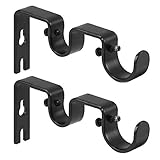 Anndason Heavy Duty Double Curtain Rod Brackets, 1' & 5/8' Inch Rod Holders (Set of 2, Black)