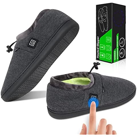 Heated Slippers,Rtdep Unisex Heating Foot Warmer with 5V Rechargeable Battery Feet Warmers for Women Men Plush Breathable Wireless Electric Slippers Cold Winter Weather Warm Shoes to Keep Feet Warm-S Cover