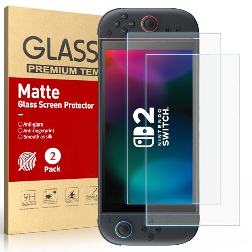 Image of Ambison [2 Pack Matte Finish Glass Screen Protector Compatible with Nintendo Switch 2 Model 2025 7.9inch, Anti Glare-Reduce Reflection /Smooth as Silk for Game /Anti-Fingerprint /Tempered Glass /Full Coverage /No Bubbles