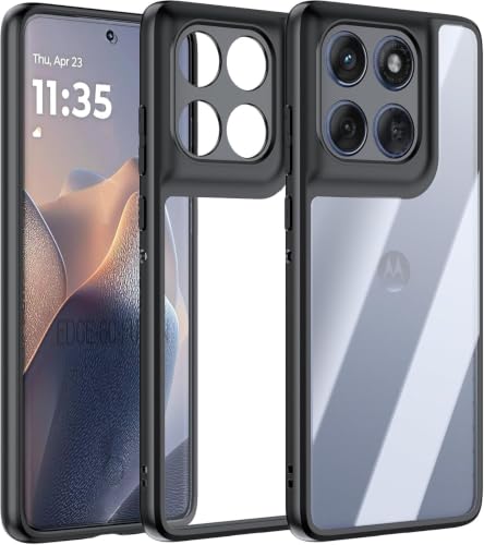 Image of VONZEE Clear Back Case Cover for Moto Edge 60 Pro 5G | Shockproof Design | Hard Back Cover Case for Moto Edge 60 Pro 5G (PC & TPU, Black)