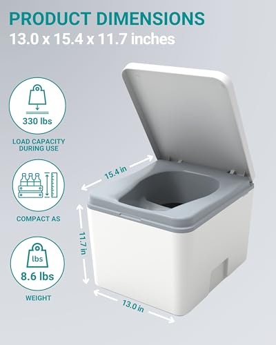 TRELINO Composting Toilet Evo S White, Portable Toilet for Camping & Outdoor, Odorless, 1.2 gal & 1.6 gal Capacity, 13 x 15.4 x 11.7 inches - Image 4