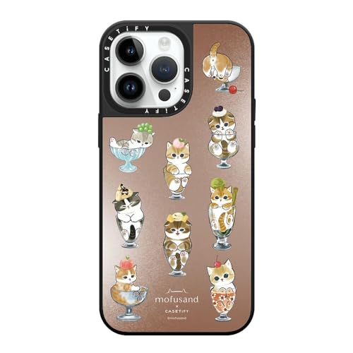 CASETiFY MagSafe �Ή��~���[ iPhone 14 Pro Max �P�[�X [���ː� / 1.5m����̗����������N���A / Mofusand] - �V���o�[ (�u���b�N�o���p�[) - Pick Your Flavor