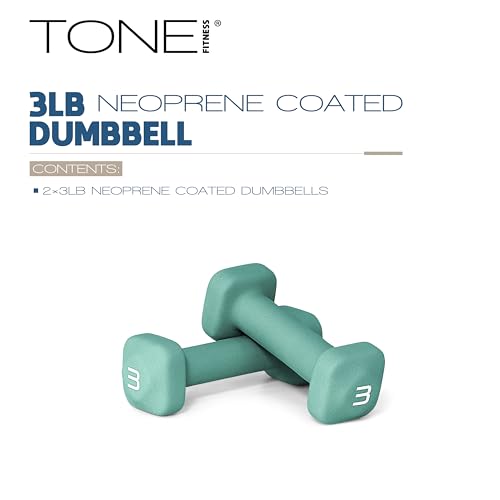 Tone Fitness Neoprene Dumbbell Weight Pairs with Anti-Roll Square Head | Multiple Options