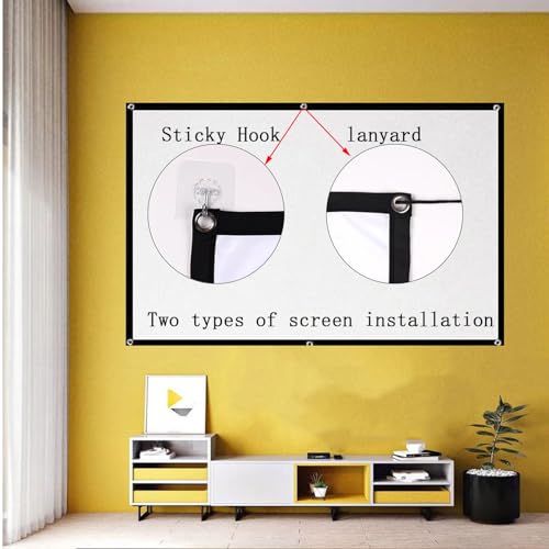 Projector Curtain, Projector Screen 72 inch 16:9 Pantalla de proyección portátil blanca suave de poliéster miniatura 4