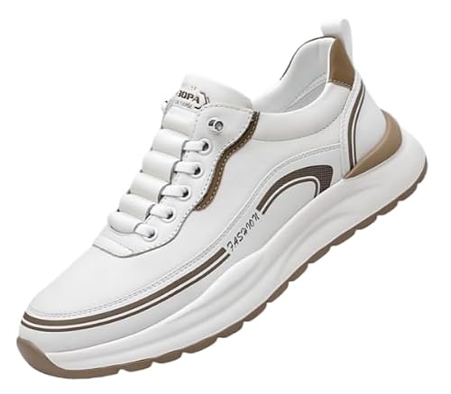 Hhhchpm Men's Fashion Sporty Casual Shoes - Single-Color Low-top Lace-up Design, Suitable for Daily Casual Wearing and Outdoor Activities (White,9.5)