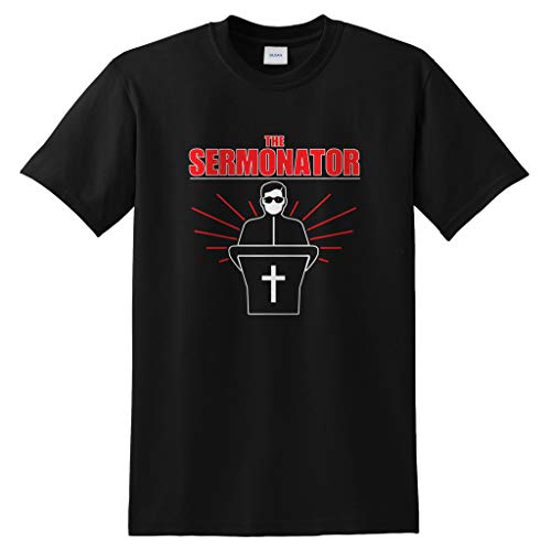 The Sermonator Top Terminator Church Preacher Pastor Vicar Funny Meme Gift T-Shirt - Small/Black