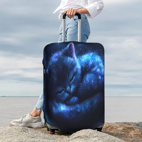 The Cat in The Dream Durable Luggage Cover Suitcase Protector Anti-Scratch Luggage Cover Fits 18-32inch Luggage, Black, L3