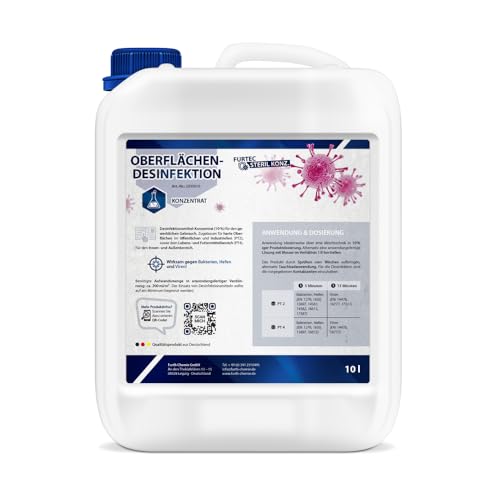 Furthchemie - Flächendesinfektionsmittel Konzentrat (10% ig), 10 L | für Lebensmittelindustrie, Landwirtschaft, Stalldesinfektion, Kühl- & Prozesswassersysteme
