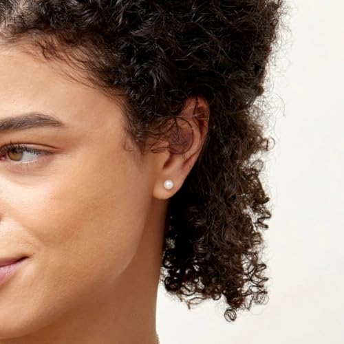 THE PEARL SOURCE White Japanese Akoya Real Pearl Earrings for Women - 14k Gold Stud Pearl Earrings | Hypoallergenic Earrings with Genuine Cultured Pearls3