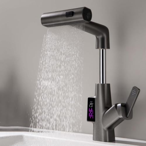 Robinets de lavabo de salle de bain mitigeur monotrou laiton extractible