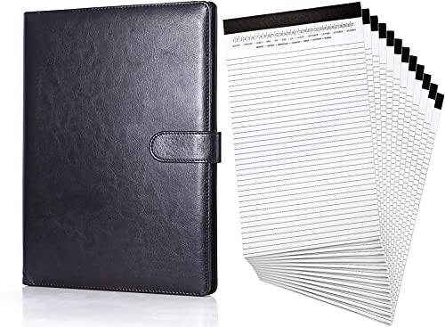 Bundle：Clipboard Folder Padfolio Clipboard(Black), Writing Portfolio Faux Leather Clipboard with Cover Including Legal Pad with Date on Top,