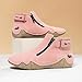KGKQHKQ Women's Leather Sneaker Ankle Boots Fashion Round Toe Side Zipper Walking Shoes Non-Slip Breathable Outdoor Orthopedic Shoes Pink