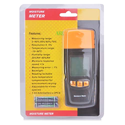 Testeur d'humidité, Compteur d'humidité en bois numérique de poche LCD Affichage d'humidité Testeur d'humidité Mesurer dans 4 Espèces d'arbres Détecteur humide Hygromètre Pour plantes en pot, jardin