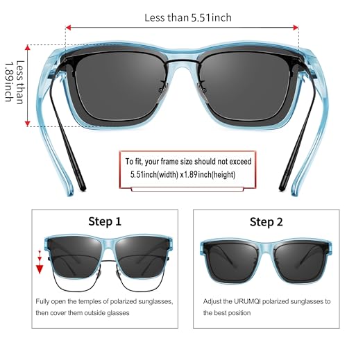 Image of URUMQI Polarized Sunglasses Fit Over Glasses for Men Women, Oversized Square Sun Glasses UV400 Protection