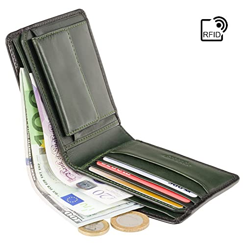 VISCONTI New Gents High End Atelier Burnished Leather Wallet RFID Blocking Tap 'n' Go Technology (Burnished Green)4