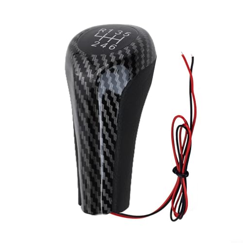 Niceminiwall Pommeau de levier de vitesse LED 5/6 vitesses pour BMW - Style fibre de carbone - Avec affichage à lumière bleue - Pour E46 E90 E91 E92 X1 X3 (6...
