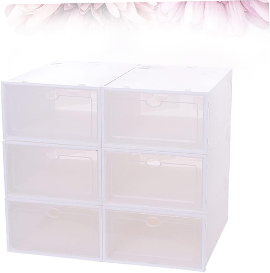 6pcs Thickened Plastic Shoe Storage Boxes Shoe Containers Rack Storage Organizer for Home
