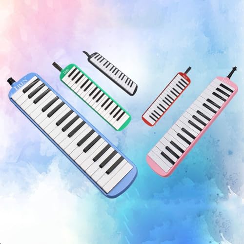Melodica Keyboard-Bundle mit 32 Tasten, tragbares Instrument, ideal für Studenten, kommt mit weichem Blasrohr (Rosa)