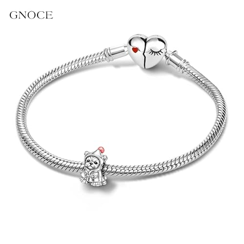 Image of GNOCE Pet Dog Bowl Bead Charm For Women, S925 Sterling Silver Bead Charm NecklaceBracelet for Her, Jewelry Gift