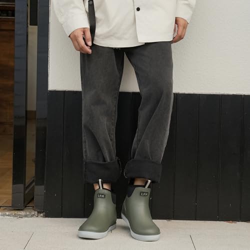 Gummistiefel Herren mit flauschigem Futter, Angelstiefel für Männer, Rutschfeste Warme Winterstiefel, Wasserdichte Schneestiefel zum Gärtnern, Bootfahren, Camping, Segeln und Outdoor-Aktivitäten