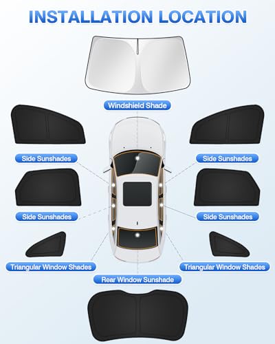 Image of Canvcle Sunshades for Ford Edge 2015-2024 Accessories Windshield Sun Shade Side Rear Window Shade Cover Sun Visor Shield Privacy Protection Keep Vehicle Cool Black 8PCS