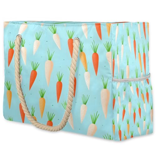 Large Beach Bags for Women and Men, Waterproof Tote with Zipper, Reusable Grocery Shopping Shoulder Bag