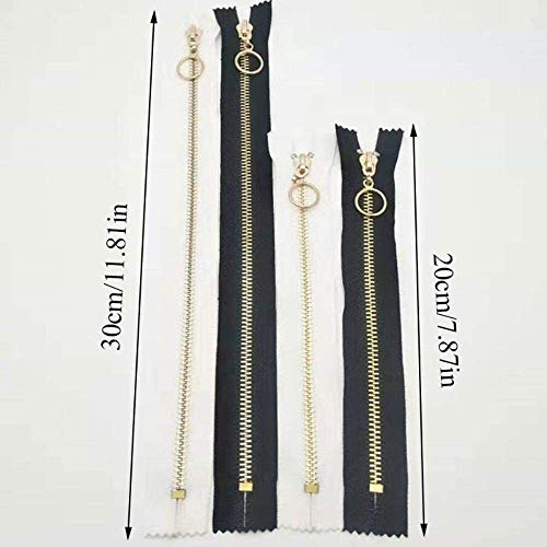 Decorative Zipper 10 pcs Close-End Metal Zipper for Sewing Zip Garment Accessories Jeans Zippers Zinc Alloy DIY Tools Zipper Zipper (Color : White, Size : 30cm)
