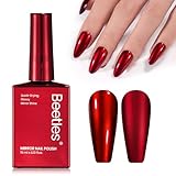 Beetles Red Chrome Nail Polish - Cherry Mirror Chrome Nail Polish Metallic Effect Quick-Drying Glossy Finish Easy Application Home DIY Nail Art Valentines Gift for Women