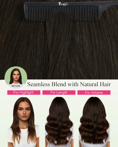 Image of YoungSee Dark Brown Tape in Extensions Ash Brown Invisible Tape in Hair Extensions Human Hair Can be Heat-Styled Tape ins Human Hair Extension for First-time Users 50g 16 Inch 20pcs
