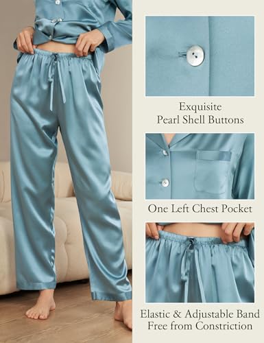 Image of LilySilk Silk Pajamas for Women Pure Full Length Long 22 Momme 100% Mulberry Silk Luxury