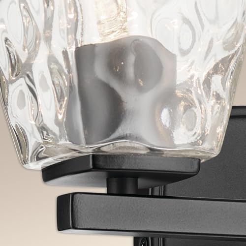Image of Kichler Marant 2-Light Bathroom Vanity Light Fixture with Clear Water Glass in Black, Modern Wall Mount Light for Powder Room Over Mirror (14.25 x 9.5 in), 55215BKWTR